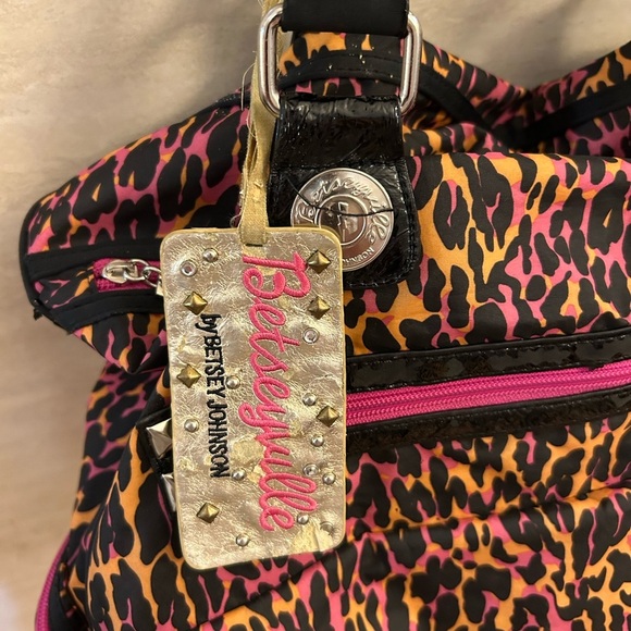 Betseyville by Betsy Johnson Leopard Print Shoulder Bag with Pink Accents - Picture 3 of 16